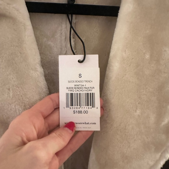 NWT WeWorewhat SUEDE BONDED FAUX FUR TRENCH COAT - Picture 3 of 7